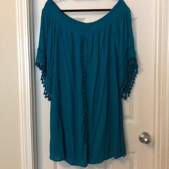 Xhilaration Dresses & Skirts - Teal off the shoulder dress